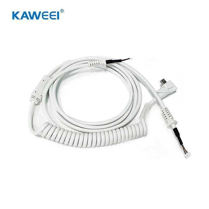 Кастомная сборка кабеля медицинского зонда с угловым разъемом Mini 5-Pin | Высокоэластичная спиральная конструкция